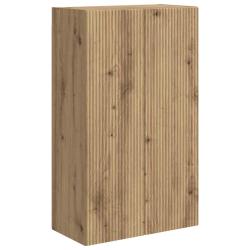 Meuble TV mural rectangulaire moderne avec rangement pratique 59,5 x 31 x 100 cm en bois ch&ecirc;ne arti