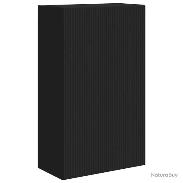 Meuble TV mural minimaliste moderne 59,5 x 31 x 100 cm avec rangement pratique en bois noir 02_0055