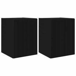 Meuble TV mural moderne 30 x 31 x 40 cm gain de place rangement pratique en bois d'ing&eacute;nierie noir