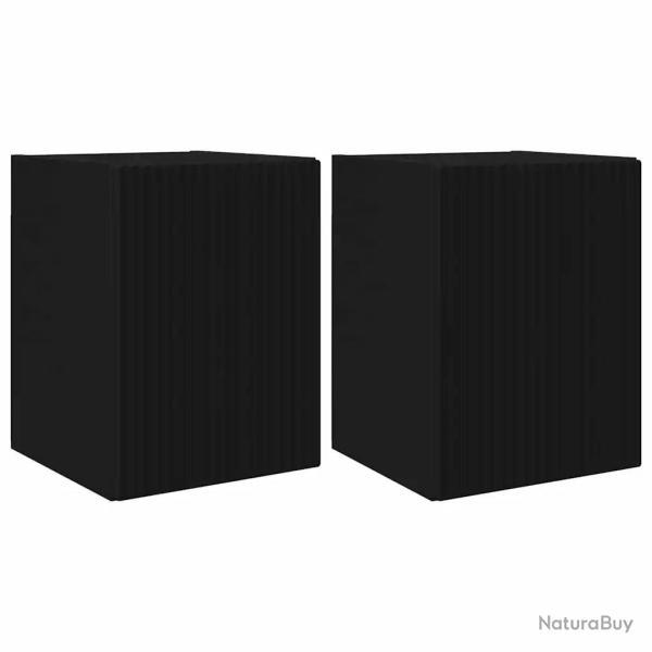 Meuble TV mural moderne 30 x 31 x 40 cm gain de place rangement pratique en bois d'ing�nierie noir