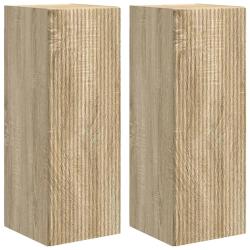 Meuble TV mural moderne 30 x 31 x 80 cm avec rangements &eacute;l&eacute;gants minimaliste en bois d'ing&eacute;nierie s