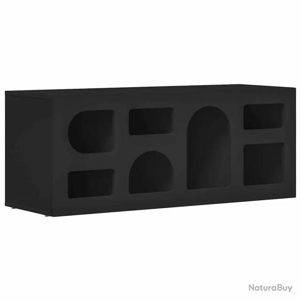 Meuble TV rectangulaire moderne avec 7 �tag�res 100 x 35 x 40 cm en bois d'ing�nierie noir 02_00547
