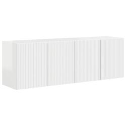 Meuble TV mural rectangulaire moderne avec rangement multiple 59,5 x 31 x 40 cm en bois d'ing&eacute;nieri