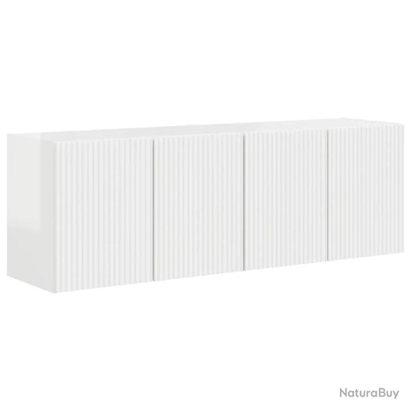 Meuble TV mural rectangulaire moderne avec rangement multiple 59,5 x 31 x 40 cm en bois d'ing�nieri