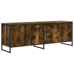 Meuble TV rectangulaire moderne industriel avec 4 portes 140 x 36 x 49.5 cm en bois d'ing&eacute;nierie ch