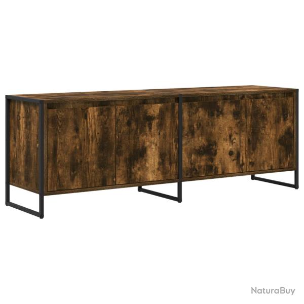 Meuble TV rectangulaire moderne industriel avec 4 portes 140 x 36 x 49.5 cm en bois d'ing�nierie ch