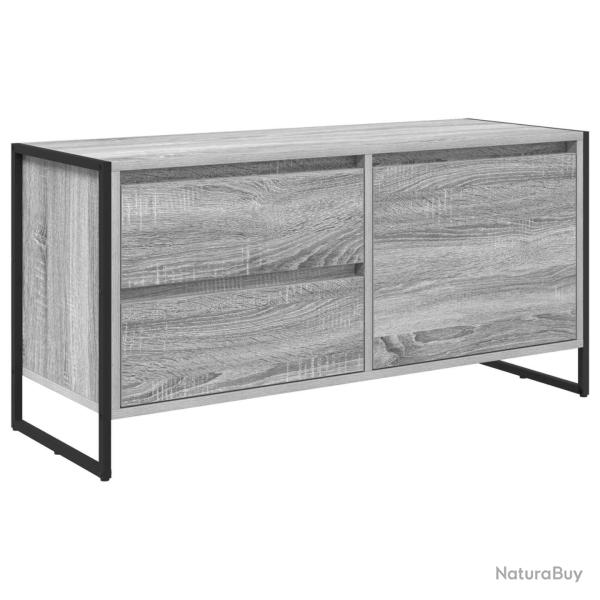 Meuble TV industriel contemporain 100 x 36 x 49 cm rangement pratique ambiance cosy en bois d'ing�n