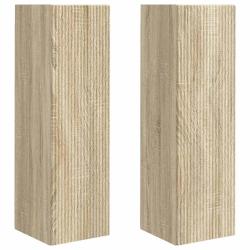 Meuble TV mural moderne 30 x 31 x 100 cm rangement discret minimaliste en bois d'ing&eacute;nierie sonoma