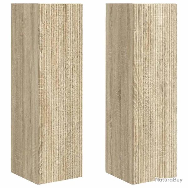 Meuble TV mural moderne 30 x 31 x 100 cm rangement discret minimaliste en bois d'ing�nierie sonoma