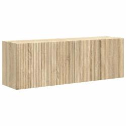 Meuble TV mural &agrave; compartiments chic contemporain 59,5 x 31 x 40 cm en bois d'ing&eacute;nierie ch&ecirc;ne sono