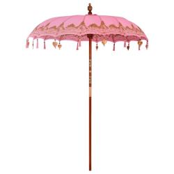 Parasol balinais rond 185 x 185 x 260 cm &eacute;l&eacute;gant charme naturel d&eacute;coratif en coton rose 02_0058823