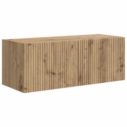 Meuble TV mural moderne style minimaliste avec &eacute;tag&egrave;res 60 x 31 x 29 cm en bois d'ing&eacute;nierie ch&ecirc;ne