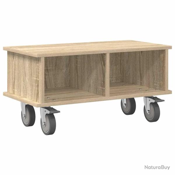 Meuble TV rectangulaire moderne avec rangement 68,5 x 35 x 35 cm en bois d'ing�nierie ch�ne sonoma