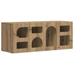 Meuble TV rectangulaire moderne rangement pratique 100 x 35 x 40 cm en bois d'ing&eacute;nierie ch&ecirc;ne arti