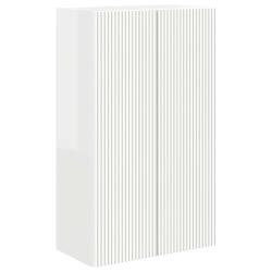 Meuble TV mural moderne avec rangement maximal 59,5 x 31 x 100 cm en bois d'ing&eacute;nierie blanc brilla