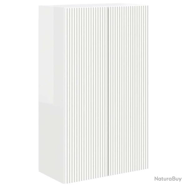 Meuble TV mural moderne avec rangement maximal 59,5 x 31 x 100 cm en bois d'ing�nierie blanc brilla