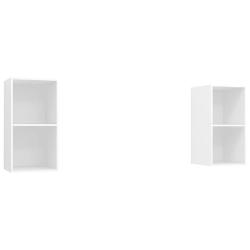Lot de 2 meubles TV muraux pratique rangement 37 x 37 x 72 cm en bois d'ing&eacute;nierie blanc 02_0055112