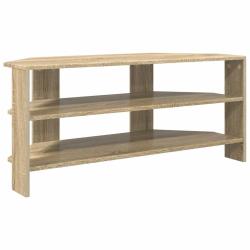 Meuble tv d'angle moderne avec 2 &eacute;tag&egrave;res 102 x 40,5 x 45 cm style &eacute;pur&eacute; salle de s&eacute;jour en bois d'