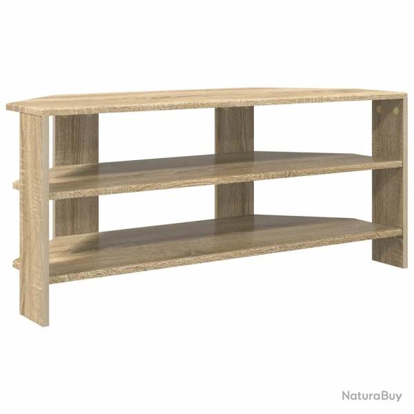 Meuble tv d'angle moderne avec 2 �tag�res 102 x 40,5 x 45 cm style �pur� salle de s�jour en bois d'