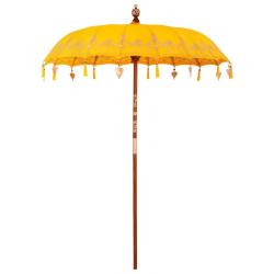 Parasol balinais rond pour ext&eacute;rieur 185 x 185 x 260 cm avec canopy opaque d&eacute;coratif ambiance tropi