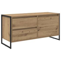Meuble TV industriel contemporain 100 x 36 x 49 cm rangement g&eacute;n&eacute;reux style rustique en bois d'ing&eacute;