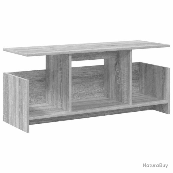 Meuble TV rectangulaire moderne avec rangement optimis� 102 x 35 x 45 cm en bois gris sonoma 02_005