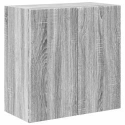Meuble TV mural rectangulaire minimaliste rangement 59,5 x 31 x 60 cm en bois d'ing&eacute;nierie gris son