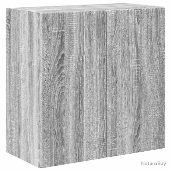 Meuble TV mural rectangulaire minimaliste rangement 59,5 x 31 x 60 cm en bois d'ing�nierie gris son