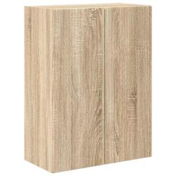 Meuble TV mural rectangulaire design contemporain plusieurs compartiments 59,5 x 31 x 80 cm en bois