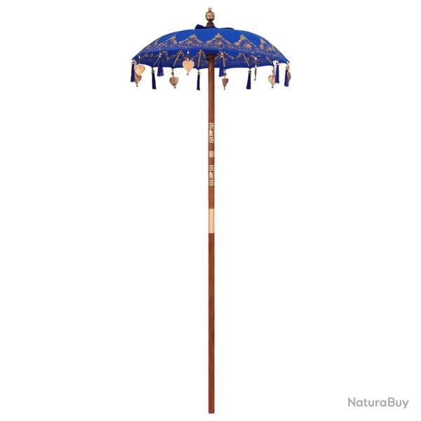 Parasol balinais rond 95 x 95 x 260 cm grand auvent d�coratif ambiance tropicale en coton bleu 02_0