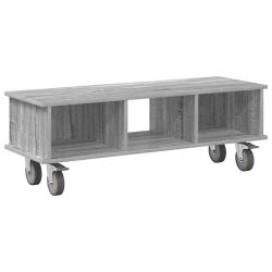 Meuble TV rectangulaire moderne fonctionnel salon 100 x 35 x 35 cm en bois d'ing&eacute;nierie gris sonoma