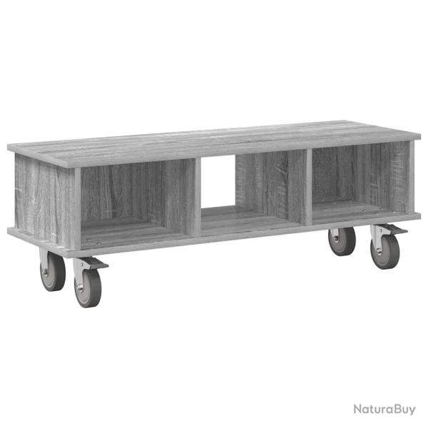 Meuble TV rectangulaire moderne fonctionnel salon 100 x 35 x 35 cm en bois d'ing�nierie gris sonoma