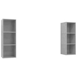 Lot de 2 meubles TV muraux avec rangement moderne modularit&eacute; 37 x 37 x 107 cm en bois d'ing&eacute;nierie