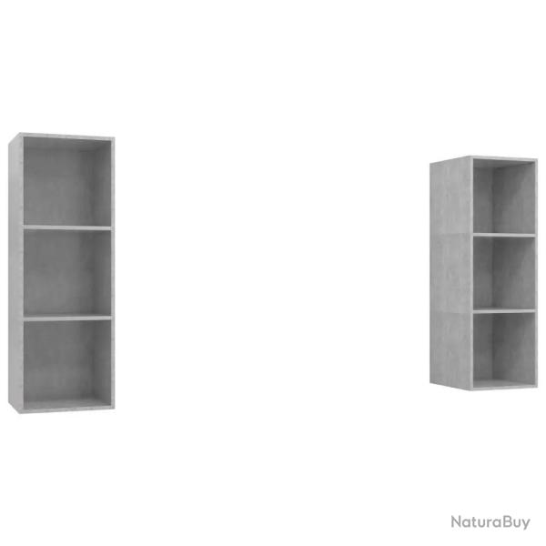 Lot de 2 meubles TV muraux avec rangement moderne modularit� 37 x 37 x 107 cm en bois d'ing�nierie
