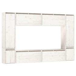 Lot de 8 meubles TV suspendus d&eacute;coratifs pratiques s&eacute;jour rangement 80 x 30 x 100 cm en bois massif