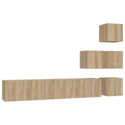 Lot de 4 meubles TV muraux rangement d&eacute;coratif moderne 80 x 30 x 30 cm en bois d'ing&eacute;nierie ch&ecirc;ne s