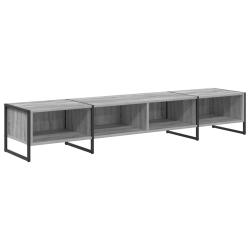 Meuble TV rectangulaire industriel moderne 170,5 x 36 x 30,5 cm en bois d'ing&eacute;nierie gris sonoma 02