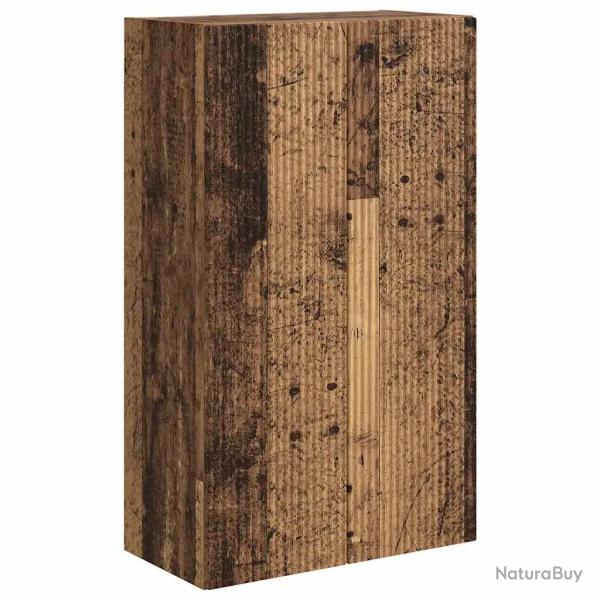Meuble TV mural rectangulaire moderne avec plusieurs compartiments 59,5 x 31 x 100 cm en bois ancie