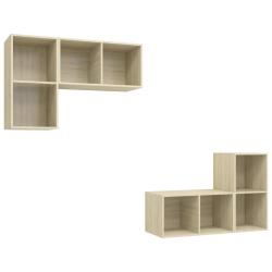 Lot de 4 meubles TV muraux 37 x 37 x 72 cm pratiques rangement horizontal vertical style contempora