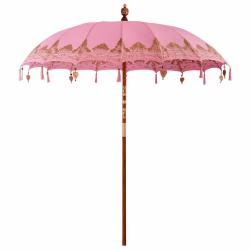 Parasol balinais rond 215 x 215 x 260 cm ambiance tropicale style artisanal en coton rose 02_0058824