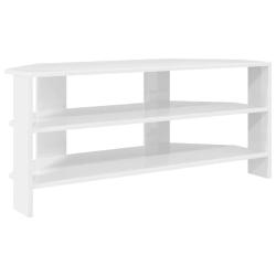 Meuble TV d'angle moderne avec rangement pratique 102 x 40,5 x 45 cm en bois d'ing&eacute;nierie blanc 02_