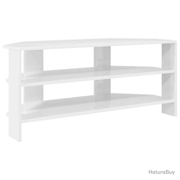 Meuble TV d'angle moderne avec rangement pratique 102 x 40,5 x 45 cm en bois d'ing�nierie blanc 02_