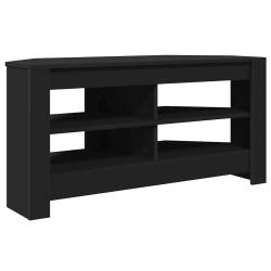 Meuble TV d'angle moderne avec rangement 102 x 40,5 x 45 cm en bois d'ing&eacute;nierie noir 02_0054681