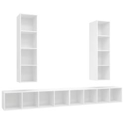Lot de 4 meubles TV muraux pratiques modernes rangement 37 x 37 x 142,5 cm en bois d'ing&eacute;nierie bla