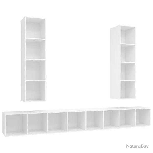 Lot de 4 meubles TV muraux pratiques modernes rangement 37 x 37 x 142,5 cm en bois d'ing�nierie bla