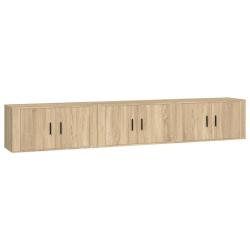 Lot de 3 meubles TV muraux design classique rangement pratique 80 x 34,5 x 40 cm en bois d'ing&eacute;nier