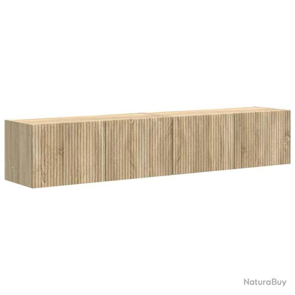 Lot de 2 meubles TV muraux modernes avec �tag�res parfaits salon 78,5 x 31 x 29,5 cm en bois d'ing�
