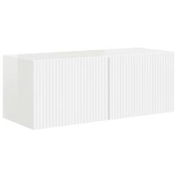 Meuble TV mural moderne avec &eacute;tag&egrave;res rangement minimaliste salon 78,5 x 31 x 29,5 cm en bois d'ing