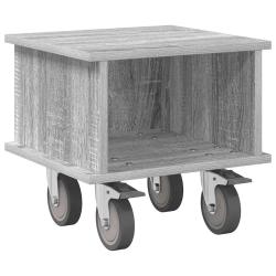 Meuble TV rectangulaire moderne rangement int&eacute;rieur 37 x 35 x 35 cm en bois d'ing&eacute;nierie gris sonom