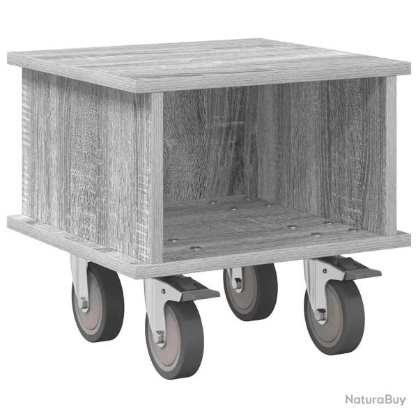 Meuble TV rectangulaire moderne rangement int�rieur 37 x 35 x 35 cm en bois d'ing�nierie gris sonom